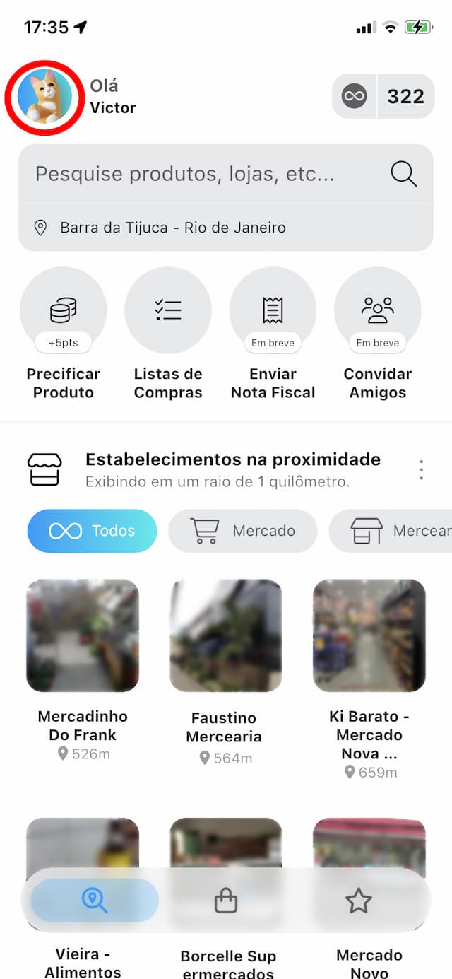 Passo 1 - Assim que abrir o aplicativo, toque na sua foto de perfil para abrir o menu.